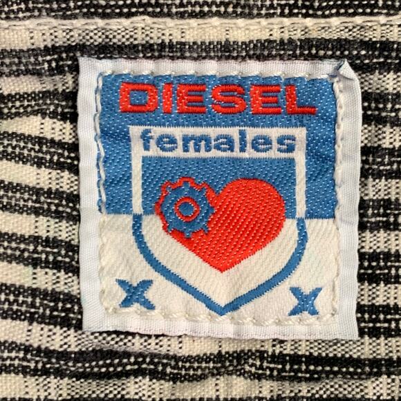 DIESEL Size 25 Black Grey Cotton Stripe Zip Fly Mini Skirt - Picture 4 of 7